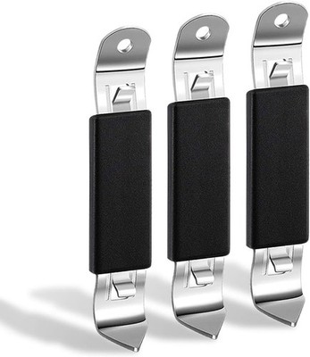3 Pack Magnetic Bottle Openers Stainless Steel Flat Opener, Black