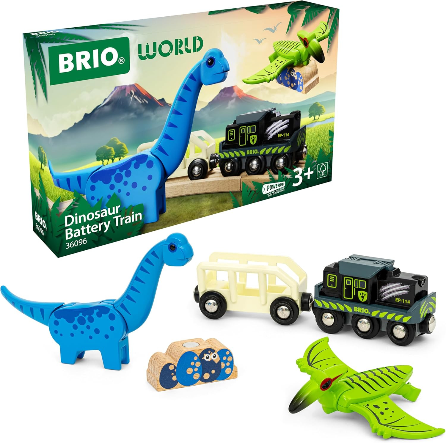 BRIO World Battery Operated Dinosaur Toy Train 36096 Wooden Railway Accessory