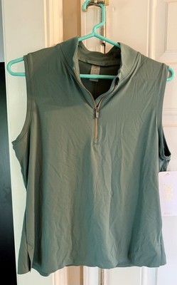 NEW Rhone Womens Tank Top Course To Court Sleeveless Mock Medium Green Sea Teal