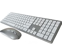 EMR FullSize Slim Wireless Rechargeable Bluetooth USB Keyboard Mouse Windows Mac