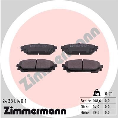 Zimmermann Bremsbelagsatz, Scheibenbremse 24331.140.1 Passend FüR Subaru-image