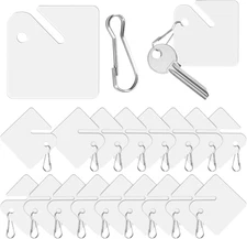 100-Piece Set of Key Tags with Metal Snap Hooks - Sturdy Plastic Hanging Tags Id