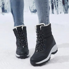 Womens Snow Ankle Casual Winter Warm Lace Up Fur Lined Boots