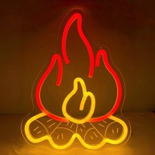 Campfire Neon Sign Dimmable LED for Rv Camping Decor Wall Art
