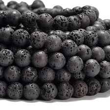 Black Lava Gemstone Round 4MM 6MM 8MM 10MM Loose Beads (D636)