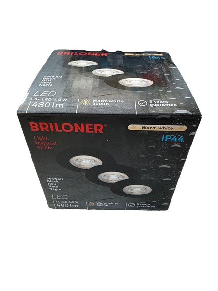 Briloner 3Er Black Einbaustrahler Led 5W 3000K 3X 460Lm Deckenspot Ø90Mm IP44-image