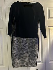 LAUREN Ralph Lauren Dress Size 8 Black Mixed Media Faux Leather Panels Office