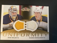 2013-14 Fleer Showcase #U-MR Ryan Miller / Rasmus Ristolainen MEM Uniformity