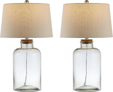 SAFAVIEH Lighting Collection Caden Clear Glass 28-Inch Bedroom Living Room Home