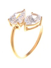 Gold-Plated Heart Drop Earrings With Crystal Stud Accents - Gold