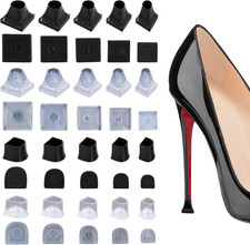 20 Pairs High Heel Protectors Grass Wedding Stiletto Pump Shoe Caps Black/Clear