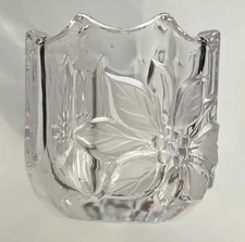 Heavy Mikasa Festive Christmas Poinsettia Votive Candle Holder 3" H & 3 1/4" W