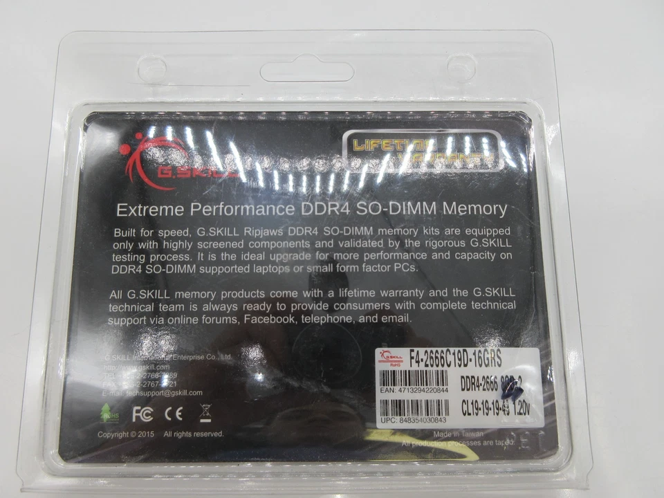 G.Skill Ripjaws 8GB (2x4)  F4-2666C19D-16GRS Laptop - Image 2 of 3