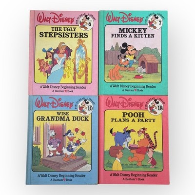 Lot of 4 Vintage Walt Disney Beginning Reader Hardcovers, 1986, Bantam