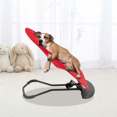 Portable Pet Rocking Chair Red Foldable Cat Dog Bed With Safety Buckle