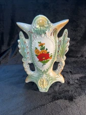 Vintage Brazilian Old Paris Style Spill Vase w/ Beautiful Florals
