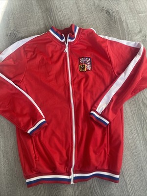 Czech Republic Full Zip Fleece Varsity Red Varsity Shirt In Size Medium