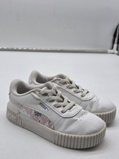 PUMA Shoes Girls Size 9C White Pink Floral Lace Up Casual Sneakers 397777-01