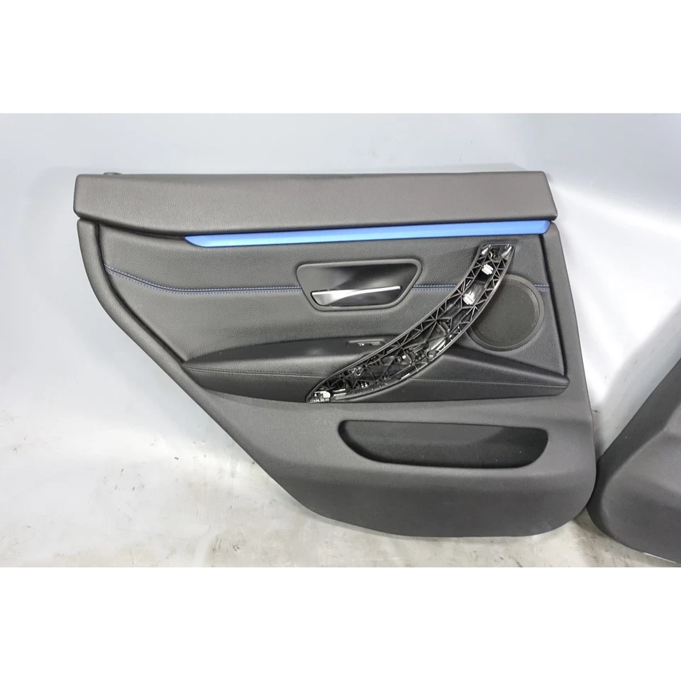Paneles de puerta traseros interiores BMW F36 serie 4 Gran Coupé 14-20 cuero negro azul OEM Foto 2 de 4