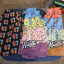 Hustle Boys Board Shorts 10Y Drawstring Ice Cream Graphic Print Multicolor