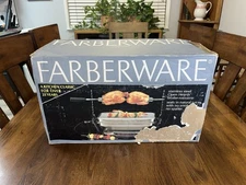 New Unopened Box Vintage Farberware Open Hearth Indoor BBQ Rotisserie Grill 455N