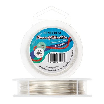 22GA 20M/22Yard Copper Wire Permanently Colored Wire Silver Color