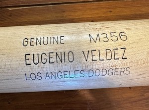 Los Angeles Dodgers game bat cracked Eugenio Velez *AUTHENTIC*