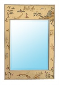 LaBarge Hand-Painted Chinoiserie Églomisé Wall Mirror, Model No. 1045, PA6976LR