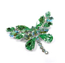 Vintage Signed SHERMAN Rhinestone Butterfly Brooch