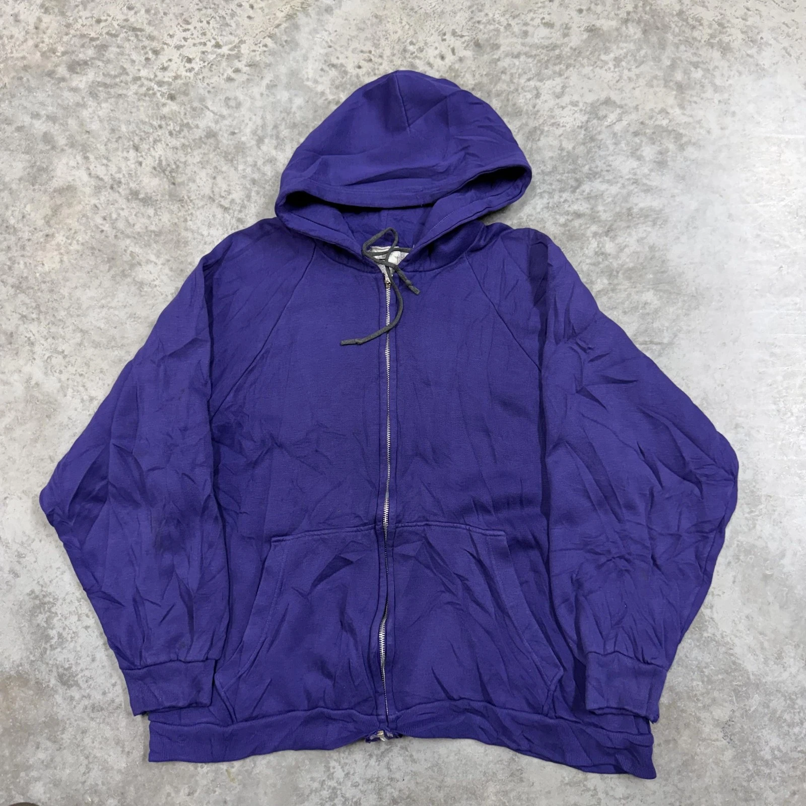 Vintage Macgregor Hoodie Sweatshirt Mens Large Purple Full Zip thermal lined 80s