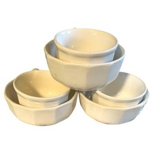 White Ceramic Pottery Round Glossy Bowl Set with Soup Bowls for Adults