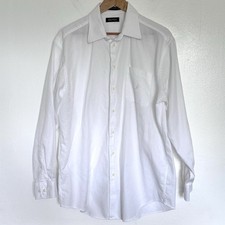 Nautica Men  s Shirt 16 1/2 34/35 White Cotton Button Down Long Sleeve Pocket
