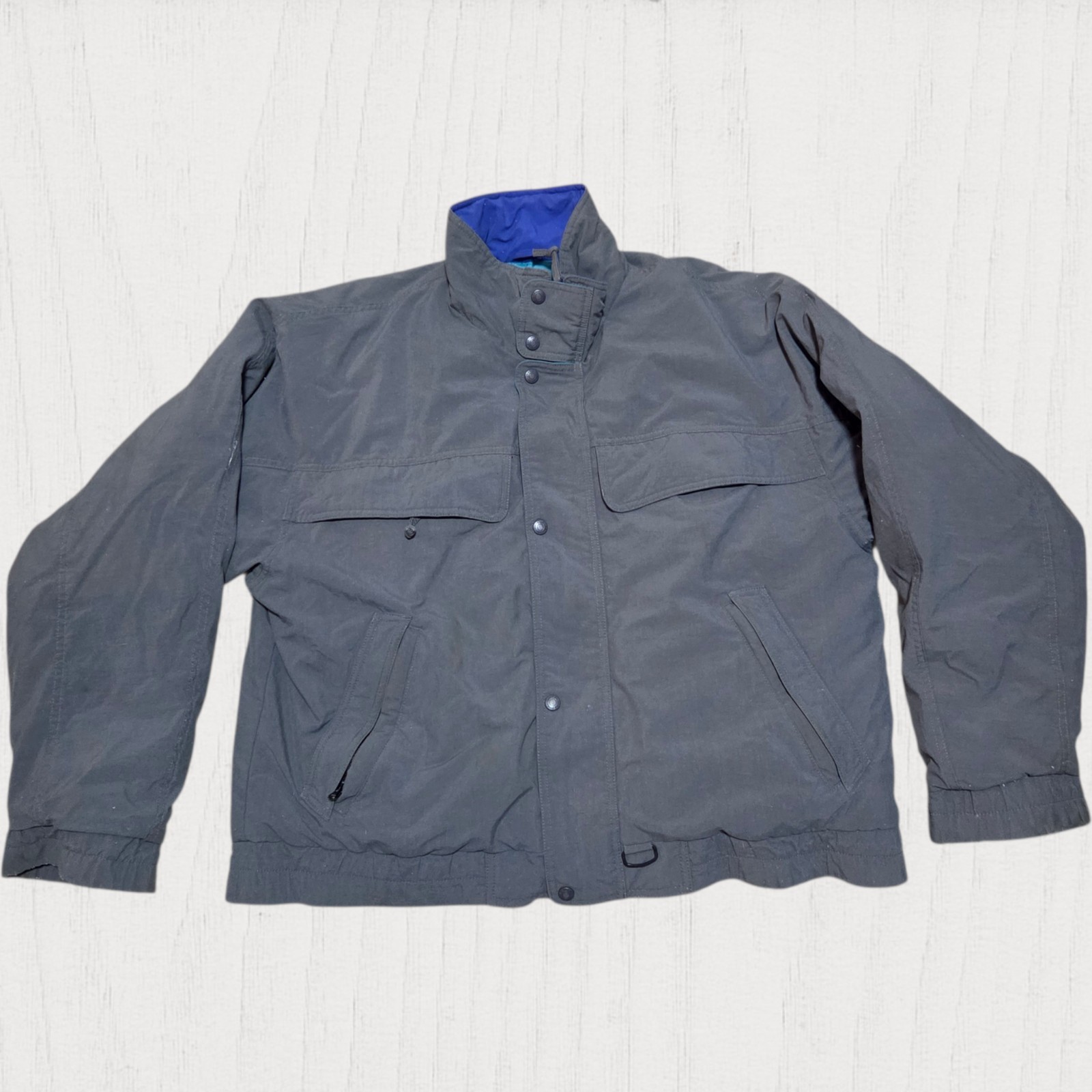 Vintage Eddie Bauer Goose Down Puffer Jacket Blue Gray  Mens XL Heavyweight