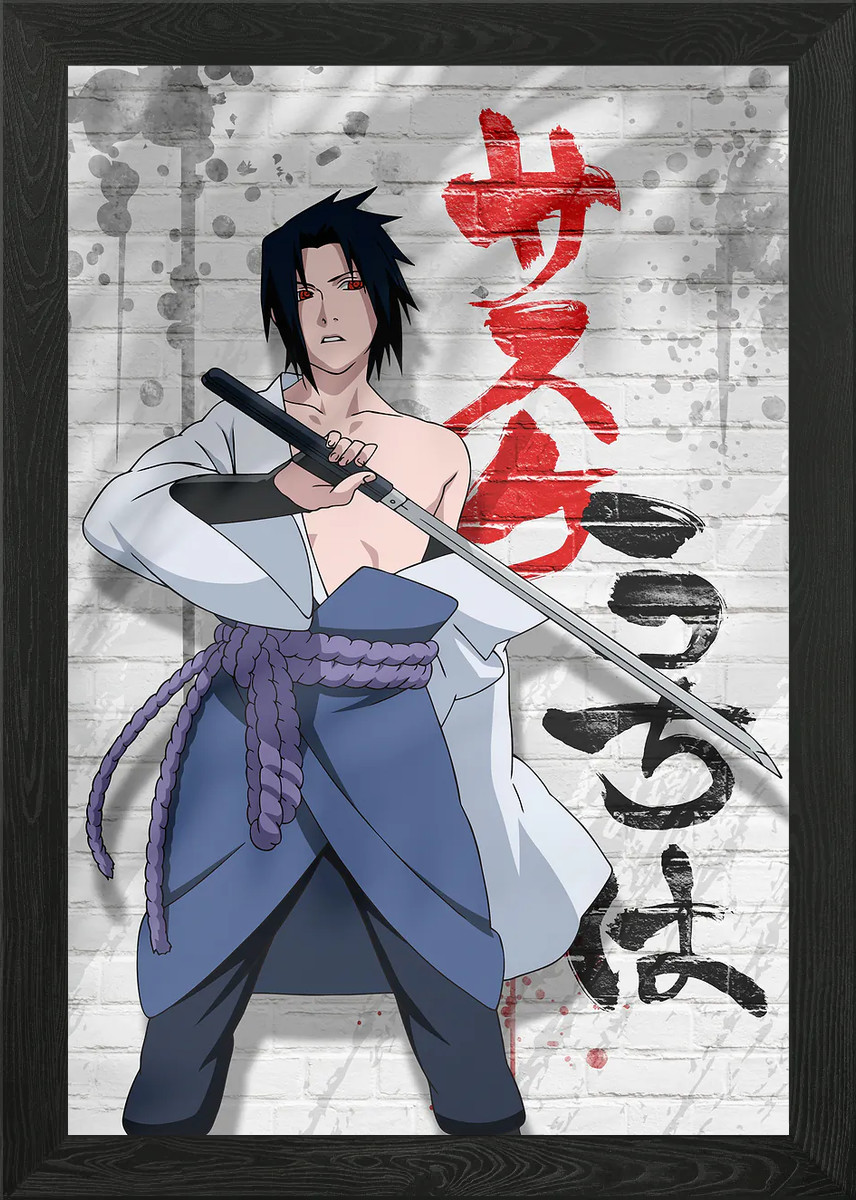 Sasuke Uchiha - Hoja Sharingan Enmarcada Arte de Pared Póster Lienzo Impresión Cuadro