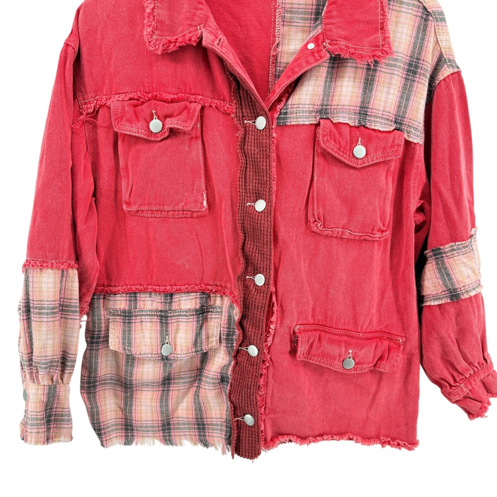 POL Patchwork Shacket Womens Small Pre-Owned Jack… - image 5