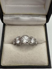 VINTAGE STERLING SILVER CZ Five Stone ENGAGEMENT RING SIZE 6 Stamped SW CHINA