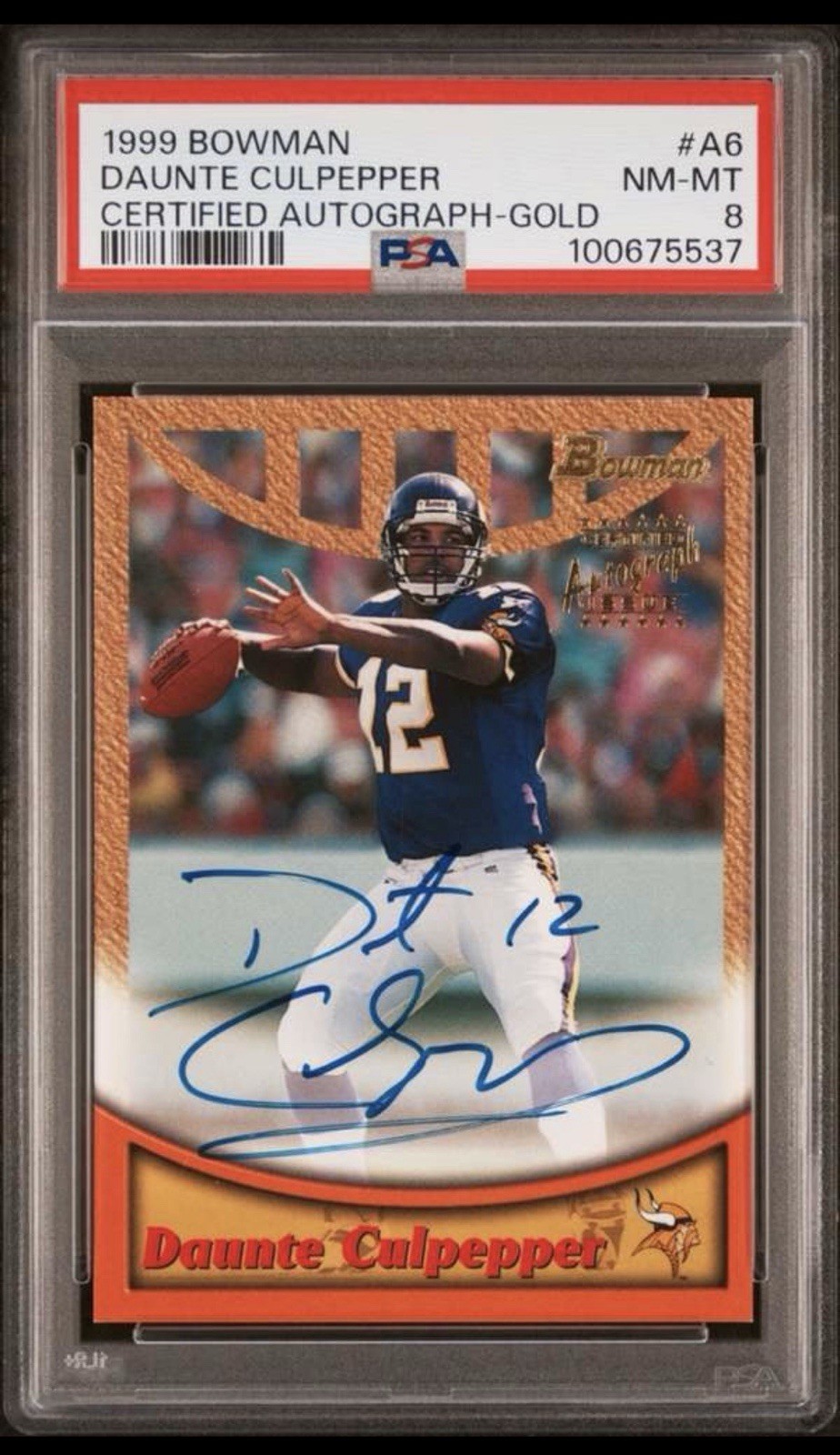Daunte Culpepper Bowman Certified Autograph Blue #A6 Certified Autograph-Gold
