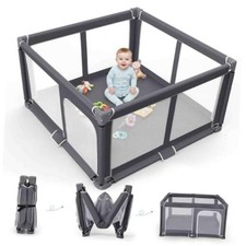 Foldable Baby Playpen Portable Travel Play Yard Safety Play 50" 50" Dark Gray