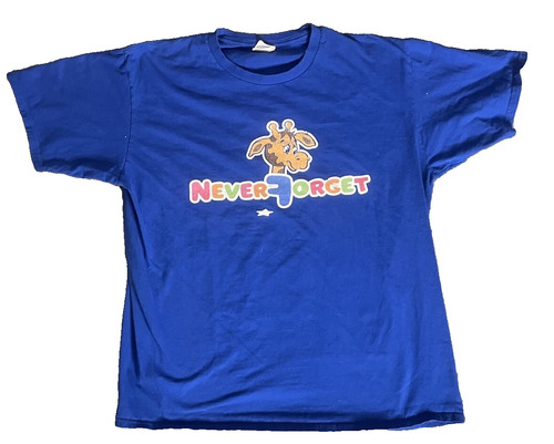 Vintage Toys R Us Giraffe Graphic Y2K Shirt Blue XL 90s Nostalgia