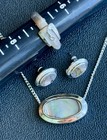 3 PIECE VINTAGE SILVER TONE ABALONE COSTUME JEWELRY LOT DESIGNER AVON — photo 1