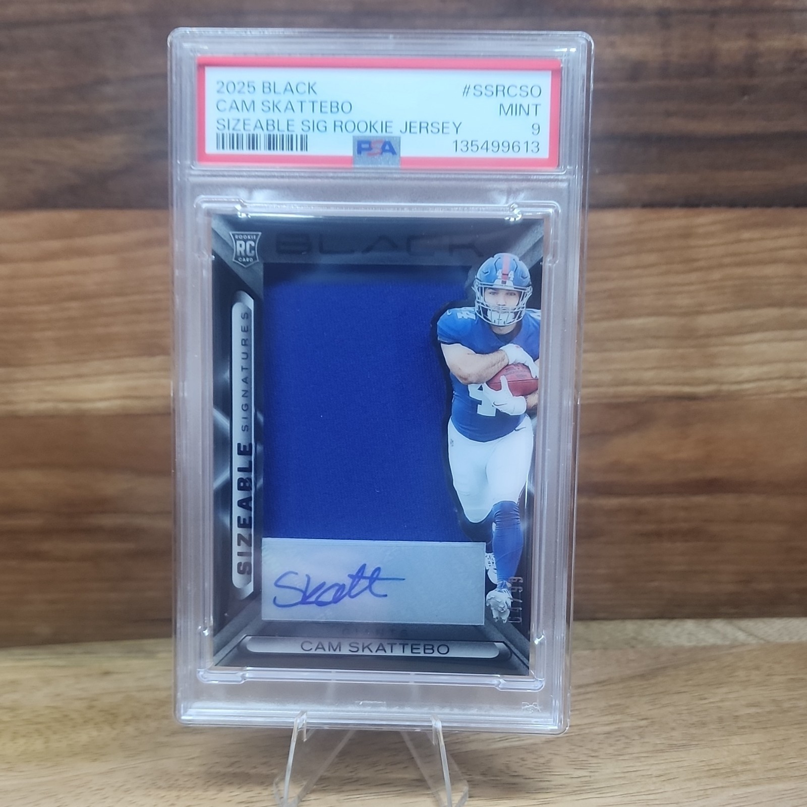 Cam Skattebo Panini Black Sizeable Signatures Rookie Jersey #SSRCSO Base