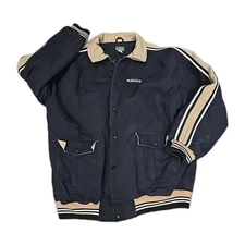 Stall & Dean Varsity Jacket Men 5XL Canvas Quilt Lined Navy Snap Buttons Pockets