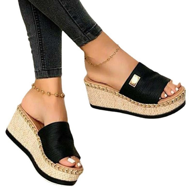 PANTOFOLA D’ORO Sandali donna punta aperta zeppa tacco alto ciabatte spiaggia plateau scarpe slip on