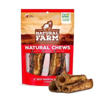Dog Bones for Large Dogs (5-6 Inch, 2-Pack), 100% Beef Bone Marrow Dog Treats...