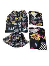 Mens Vintage Shirt Shorts Set 4 Pieces 80s 90s Outfit Retro Summer Party Small