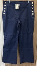NWT Talbots Womens Button Side Blue casual Pants Size 14