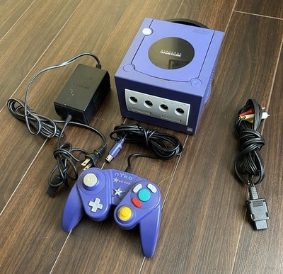 Nintendo- GameCube-Console System - Indigo-purple-tested -working - Complete Set