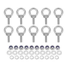 10 Pcs M6 x 20 mm Lifting Shoulder Eye Bolt Thread Eyebolt with Nuts Washers