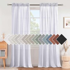 Linen Blend Curtains 52"x108" Energy Efficient Light Filtering Rod Pocket