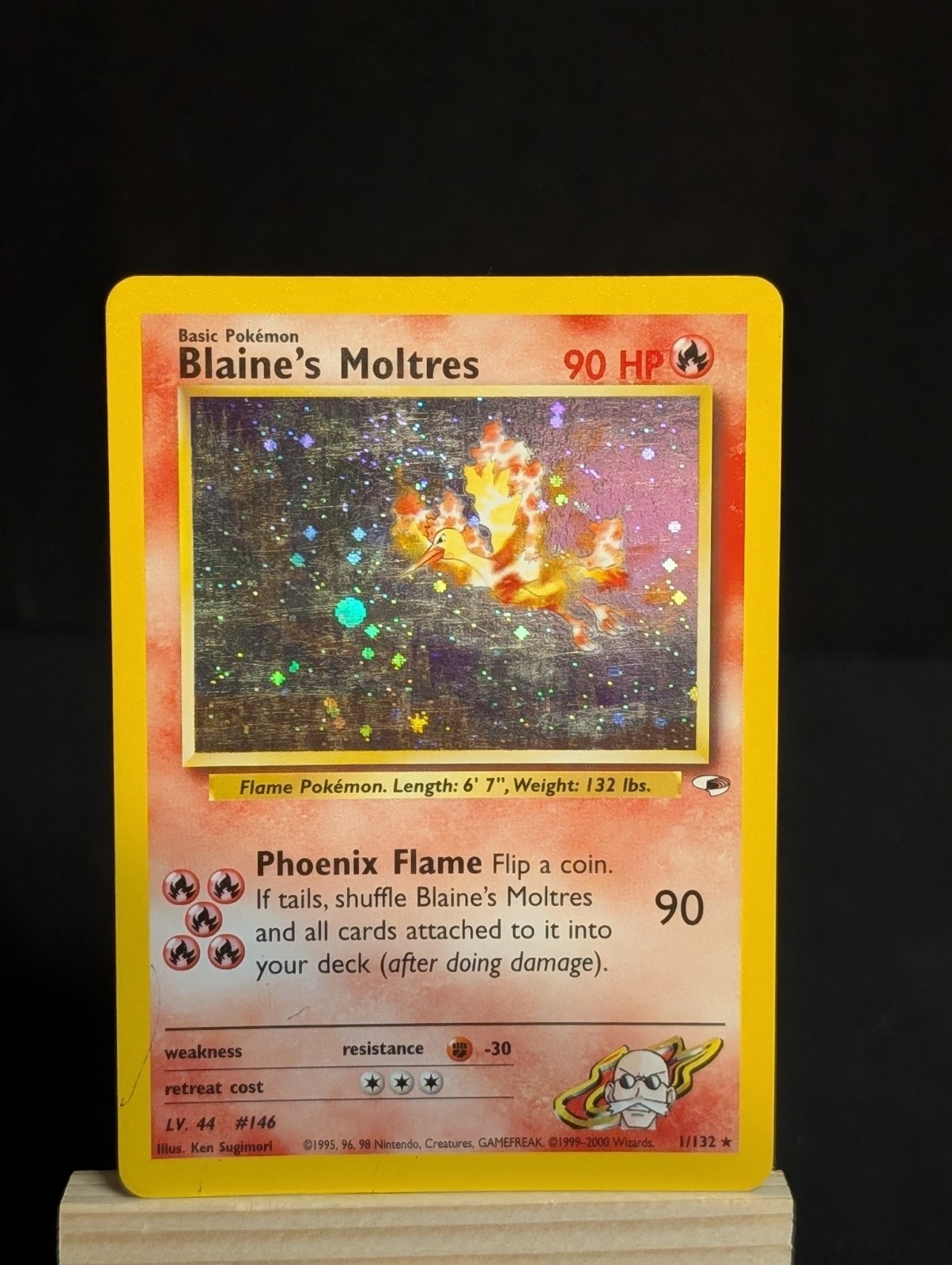 Blaine's Moltres - 1/132 - Pokemon Gym Heroes Unlimited Holo Rare Card SWIRL 🌀